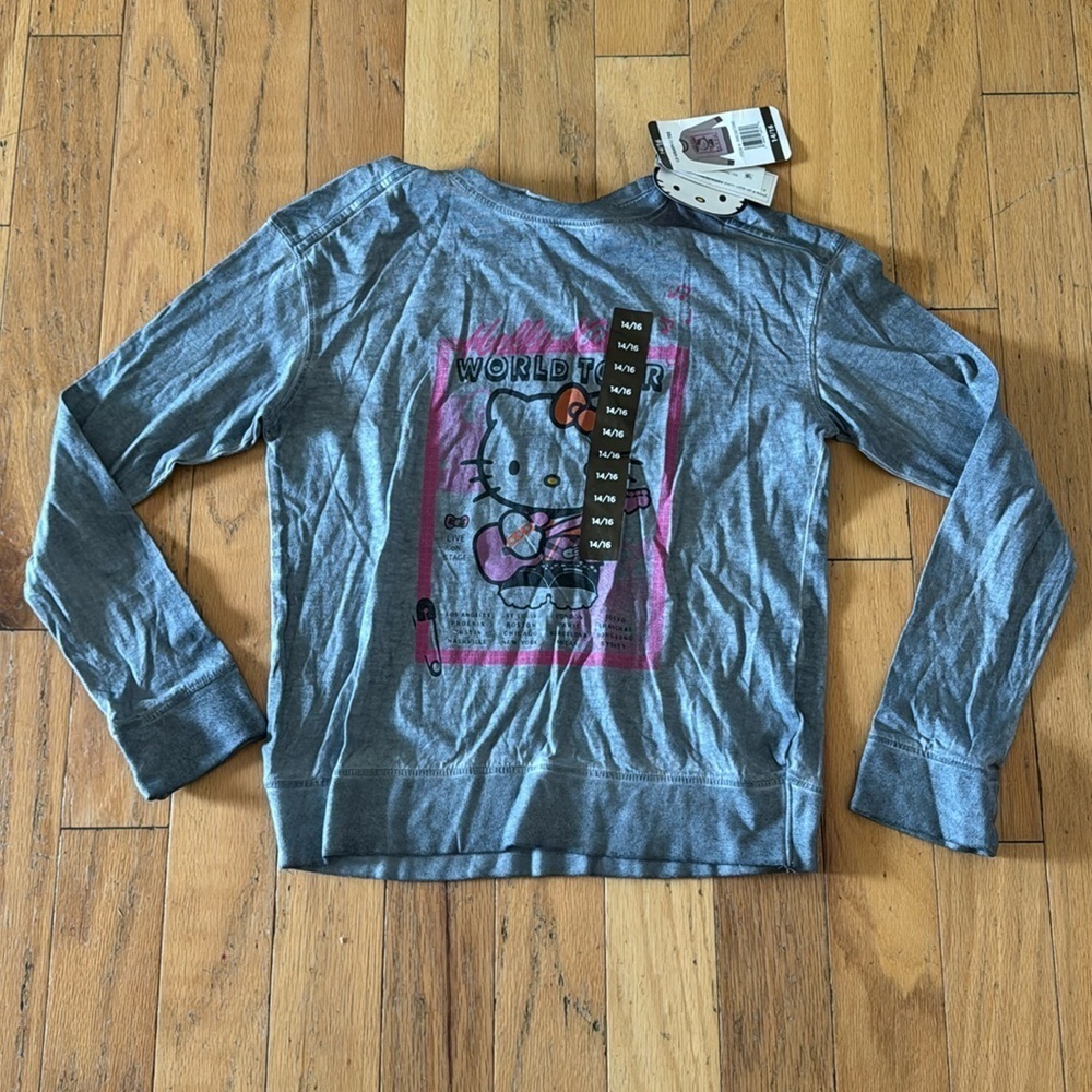HELLO KITTY | Girls Gray Long Sleeve Tee | size 14-16 | NWT